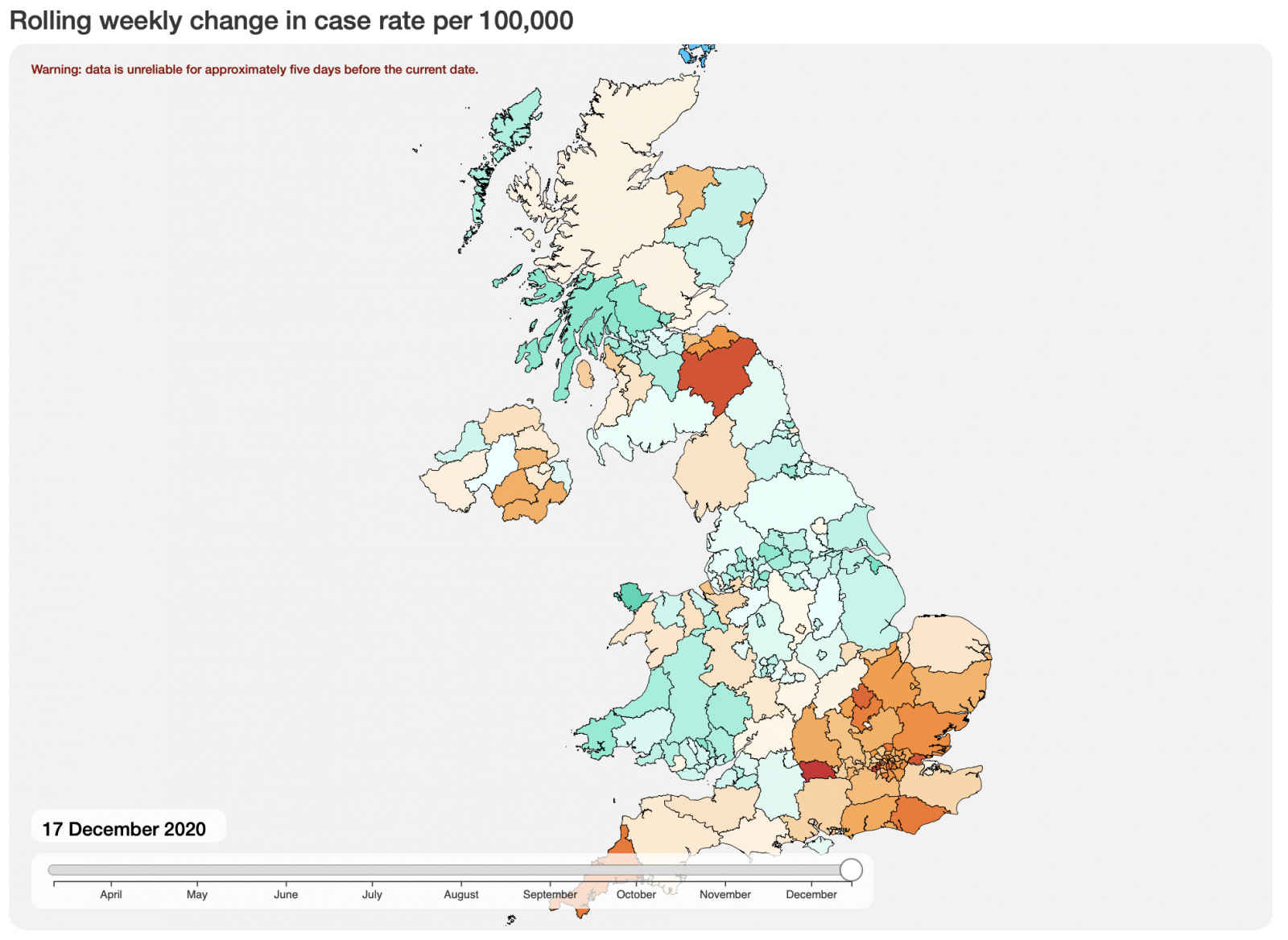2020-12-15 UK Rolling Change in Case Rate per 100k populaiton